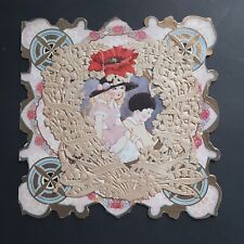 Antique Whitney Valentine Card Small Embossed Die Cut Victorian Era Vintage USA picture