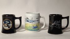 3 Vintage Westinghouse Coffee Mugs Airplane Design E-3A Black White, Collectible picture