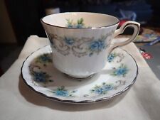LOVELY ROYAL STAFFORD TEA CUP & SAUCER Blue FLORAL BONE CHINA ENGLAND picture