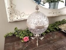 Vintage Hollywood Regency Italian Crystal & Silver Plated Globe Cocktail Server picture