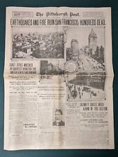 San Francisco Earthquake Newspaper Pittsburgh Post April 19 1906 picture