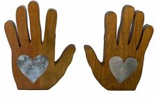 Heart In Hand Your Heart Is In My Hand Carved Wooden Pair Of Hands With Heart picture