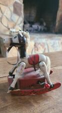 Vintage Wooden Rocking Horse Music Box Hand Crank Enesco 1980 Works Plays Dixie picture