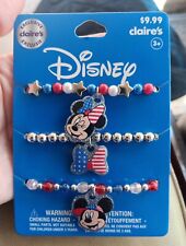 3 PC CLAIRE'S DISNEY MICKEY & MINNIE MOUSE 4th OF JULY FLAG STRETCH BRACELETS picture