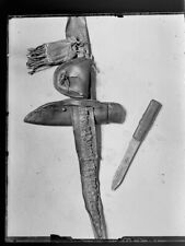 Antique 4x5 Glass Negative of Indian belt & Knife? #6924 picture