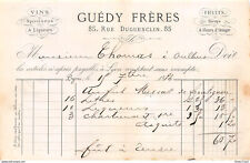 FACT 1874 SPIRITS WINES & LIQUEURS GUEDY BRERES A LYON-M. THOMAS A OULLINS picture