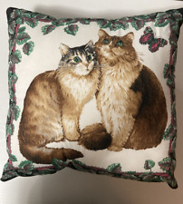 TWO CATS W/BUTTERFLY AND LEAVES THROW PILLOW LOVELY picture