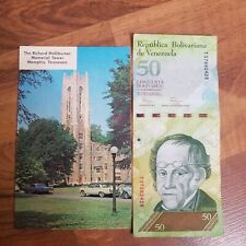 Venezuela note Richard Halliburton Memorial Tower Memphis Tennessee TN Postcard  picture