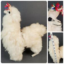 Vintage Llama Alpaca Plush Figure Real Wool Fur 12” Handmade  picture