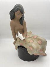 *Discounted* Retired Lladro Tropical Wonders Porcelain Seated Woman With Bird picture