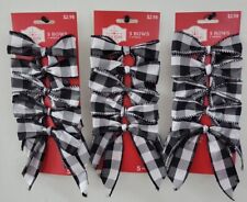 (LOT OF 3pks) Holiday Time Black & White Check Mini Bows, 5 Count. Ships Fast picture