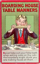 C.1910s Comic BOARDING HOUSE TABLE MANNERS Man W Corn Cob Postcard 717 picture