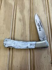 VINTAGE FROST CUTLERY JAPAN BARRACUDA LOCKBACK KNIFE Mother If Pearl White 6” picture