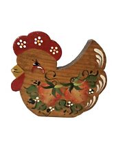 Hand Painted Folk Art County Chicken Figurine Card Holder picture