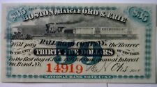 1860 s CONFEDERATE Civil War Era $35 Boston Hartford Erie RAILROAD Coupon Note picture