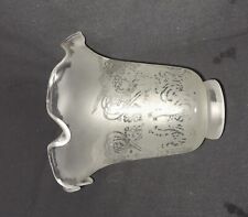 FRENCH Vianne satin Tulip Floral etched Glass Shade  Vintage picture