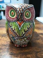 Hand Painted Owl Artist Signed Warm color tones with olive green picture