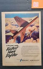 Chance Vought Aircraft F8U-1 Crusader Promo Print Advertisement Vintage 1956 picture