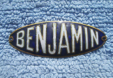 VINTAGE 1920s BENJAMIN CAR RADIATOR BADGE~FRENCH PRE WAR ENAMEL AUTO EMBLEM RARE picture
