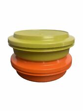 2 Tupperware Seal N Serve Bowls Vintage Harvest Colors  w/Lids #1207 Lot picture