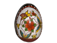 Vintage Shabby Chinese Hand Painted Floral & Butterfly Ceramic Egg 3.5