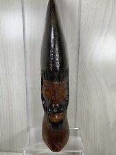 Vtg Hand Carved African Bearded Man Wooden Sculpture Bust Head Decoration 10” picture