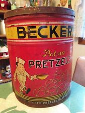 Rare Antique Becker's Pretzels Tin Bakeries Columbia Pa not Potato Chip 1930's picture