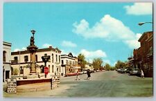 Postcard NY Geneseo Vintage View of Main Street Old Cars & Stores  Unposted picture