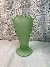 Tiffin #16261 Open Work Flower Arranger Vase~Satin Green Uranium  9