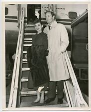 Audrey Hepburn & Mell Ferrer Newly Weds 1954 Original Photo w/ Stamp J119 picture