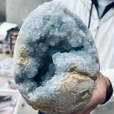 10.3lb Natural Blue Celestite Crystal Geode Quartz Cluster Mineral Specimen picture
