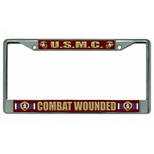marine corps usmc combat wounded purple heart military chrome license plate picture