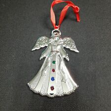 Lenox Silver Gems Christmas  Ornament Silver Plated Angel With Multi Color Gems  picture