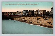 Brighton England, Swimming Beach, Grand Junction Road Buildings Vintage Postcard picture