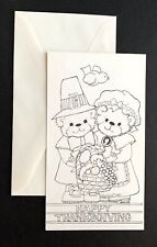 VTG Lucy & Me THANKSGIVING note card 1980 pilgrim bears cornucopia NEW picture
