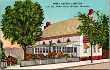 Madison, Wisconsin Postcard PIPER'S GARDEN CAFETERIA Restaurant Linen c1950s picture