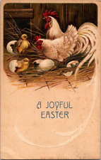 1911 Joyful Easter chickens rooster embossed postcard a21 picture