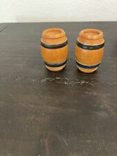 Vintage Wooden Whiskey Barrel Salt and Pepper Shaker Set 2 1/4