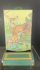 Vintage Jasco Hong Kong Match Wall Holder Hunting Green Deer EUC Tin Cabin Box picture