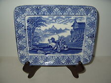 Vintage CAULDON England Blue & White Porcelain Rectangle Plate Chariot & Horses picture