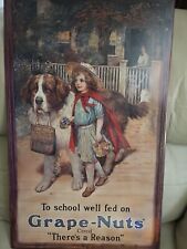 To school well fed on GRAPE-NUTS Metal Advertising Poster (Aprox 24