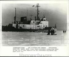 1979 Press Photo Icebreaker tug Katmal Bay on a trial run in Marie, Michigan. picture