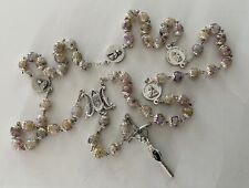 McVan Vintage Sterling Silver Rosary Genuine Tin Cut Beautiful Beads Very Rare picture