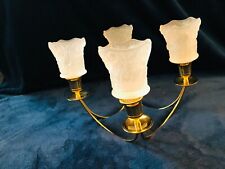 Brass Partylite Quartet 4 Candle Holder with Homco Satin Glass Daisy Votives picture