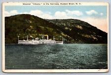 Steamer Albany Narrows Hudson River New York white border Postcard picture