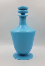 Antique PORTIEUX French BLUE OPALINE Perfume Bottle PV France 7-1/8” Tall picture