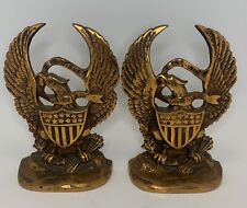 Vintage Brass USA American Eagle Bookends E Pluribus Unum Shield Arrows 665 picture