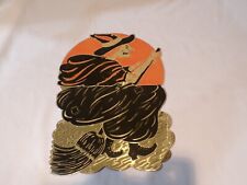 Vintage Halloween Foil Witch on Broom Wall Decor Decoration Embossed (C56) picture
