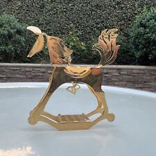 Vintage Danbury Mint Gold Plated Brass  Christmas Ornament 1983 Rocking Horse picture