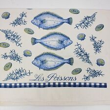 Vintage 1960s Kitchen Towel Fish Les Poissons 17x24
